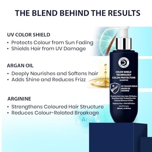 Image of Dermistry Color Shield Technology Hair Mask & Sulphate-Free Shampoo for Colour Protection for Coloured & Chemically Treated Hair with Argan Oil Arginine UVA UVB Filters Suits Dry Frizzy All Hair Types Men Women 400ml