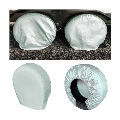 JNNJ 4 Pièces Housses De Pneus, Housse Protection Anti UV pour Roue Secours, Imperméable Couvre Pneus De Voiture Housses Roue Secours, Couverture Protecteur Anti Poussière pour Camion（Gris）