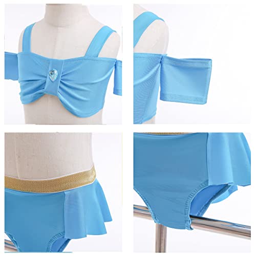 Image of Princess Two-Piece Tankini Swimsuit for Girls Bathing Suits Ruffles Swimwear Surf Beach Summer Swimming Bikini Set
