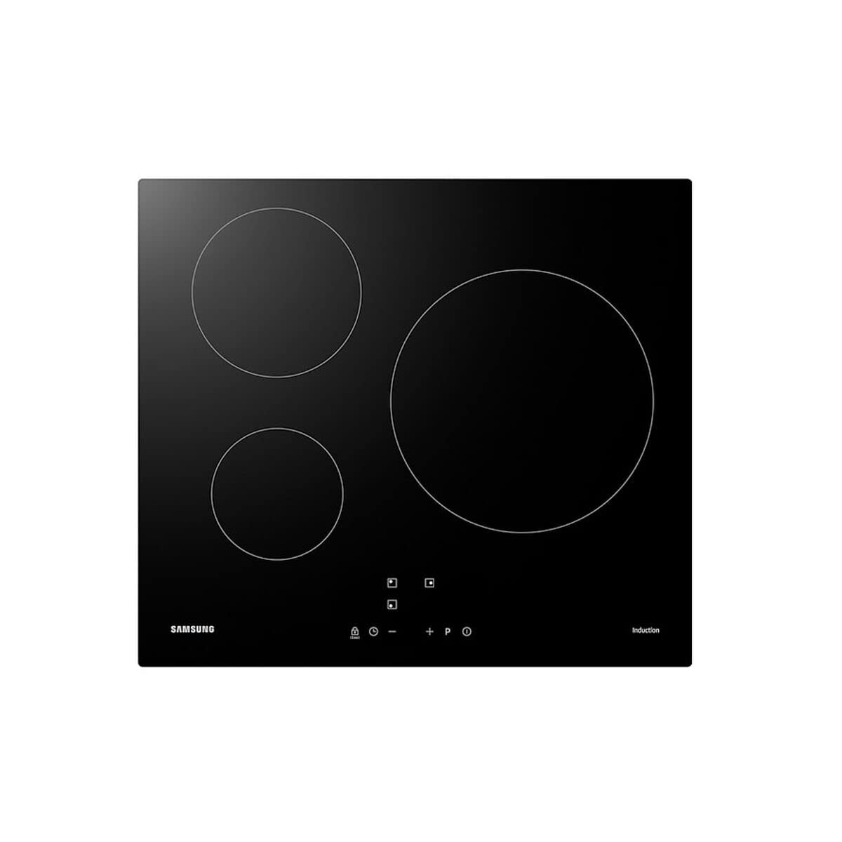 Samsung NZ63M3NM1BB/UR - Placa inducción 3 zonas de cocción | 3 zonas de cocción, Zona de cocción con 28 cm de diámetro, Detector automático de recipientes, Bloqueo de seguridad infantil