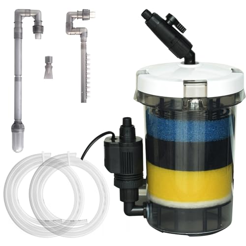 MUZIBAMA 105GPH Canister Filter External Aquarium Filter Ultra-Quiet Water Circulation Cleaning Machine with Water Pump 4 Layer Filtration for Fish Tanks and Aquariums Up to 75 Gallons