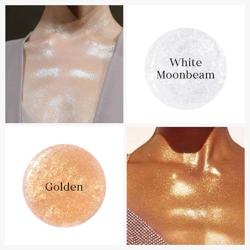 KYDA Body Shimmer Oil, High Gloss Face and Body Luminizer Oil, Face Glitter Lotion Makeup, Long Lasting and Moisturizing Liquid Highlighting Drops for a Radiant Glow- White moonbeam, 3.33 Fl Oz – Bild 3