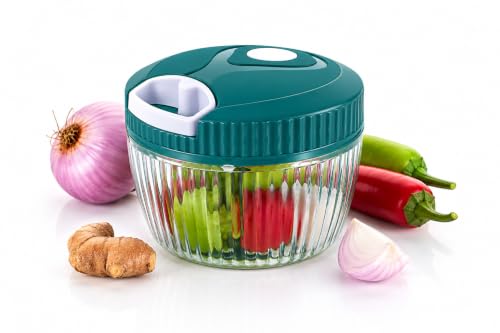 Image of Plastic Manual Vegetable Chopper for Kitchen Use, Vegetable Cutter for Kitchen, Onion Cutter, Onion Chopper (Crystal Wave Green - 550 ml)