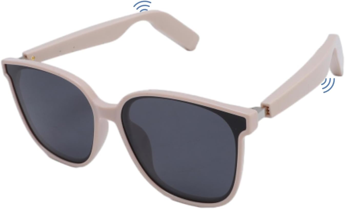 Bluetooth Audio Smart Glasses, Polarized Sunglasses for Women, HiFi Noise Reduction Mic, Open Ear Clear Sound Headphone Glasses for Outdoor Driving, Light Roseate