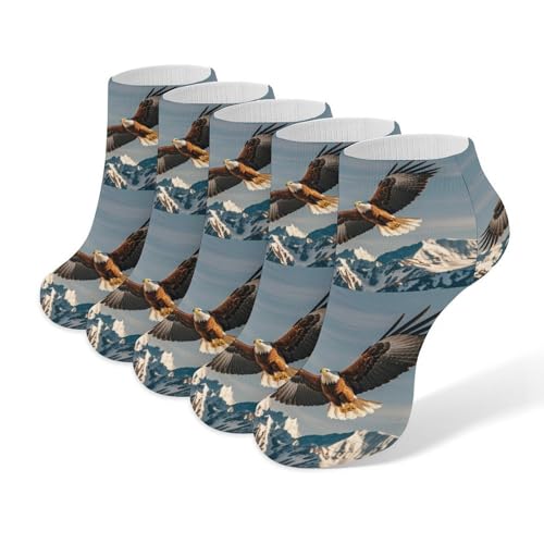 Eagles Ankle Socks Non Slip & Breathable 5-Pack Stretch Low Cut Socks for Women Men