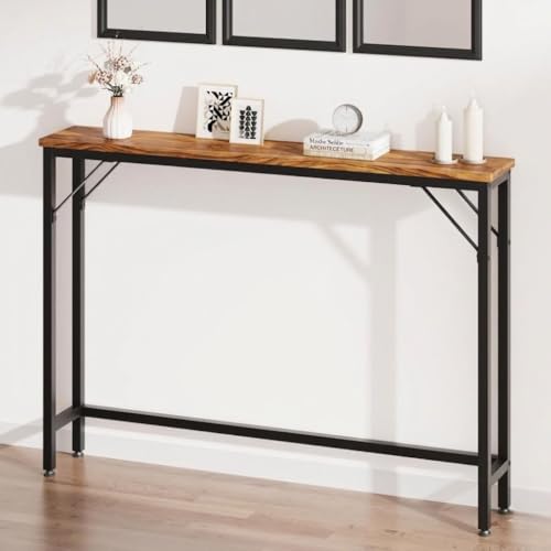 Image of Console Table|Sofa ConsoleTable|Console Tables for Entryway & Living Room Decor|Behind Sofa Table|Slim Console Table|Narrow ConsoleTable|79 x 98 x 15 Cm,Foyer Table for Hallway|Rustic Iron and Wood