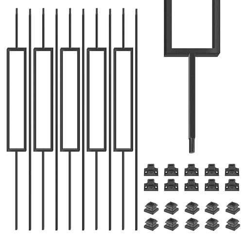 1/2 Inch Wrought Iron Rectangular Balusters - Hollow Iron Square Plain Bar Stair Balusters - Metal Spindles for Indoor Staircase with Baluster Shoes, Satin Black (10 Pack) by Patavin - Used condition - US$82.24