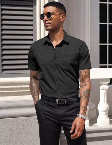 COOFANDY Men's Dress Shirts Short Sleeve Business Casual Regular Fit Button Down Shirts with Pocket4