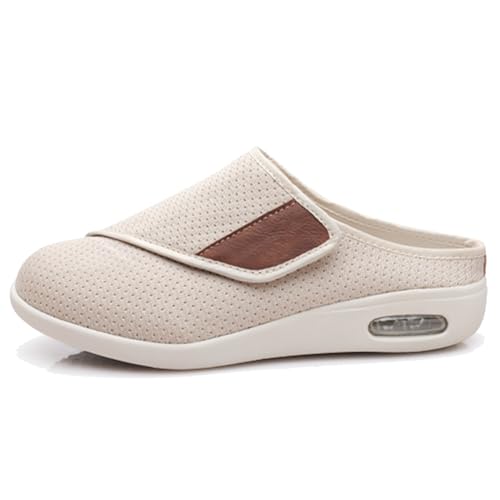Sapatos femininos de largura extra larga para diabéticos, leve, respirável, ajustável, edema de idos