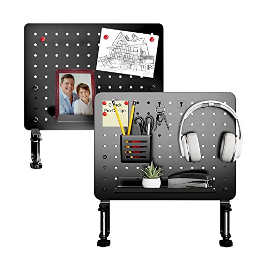 Image of SET OF X Clamp-on Pegboard, Standing Desk Accessories, Gaming & Office Desk Organizer, Privacy Panel, 16.5 x 12.5-inch, S2 Black