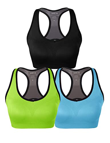 Image of Match Women's Seamless Racerback Sports Bra with Removable Pads Strappy Workout Bra Top for Yoga Gym Running Fitness (New Size)