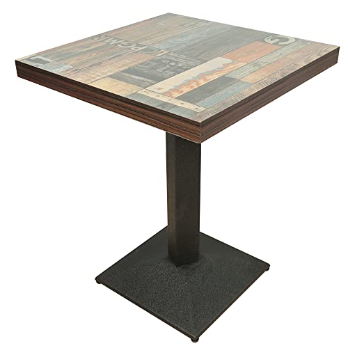 Table Multifonctionnelle Bistro Café Bar Salle à Manger - Repas Dîner Restaurant Maison Intérieur MDF, Table de Cuisine Planche de Bois + Pieds en Fer, (60...
