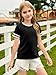 Haloumoning Girls Short Sleeve T Shirts Kids Summer Crewneck Color Block Tops Fashion Tees 5-14 Years Black