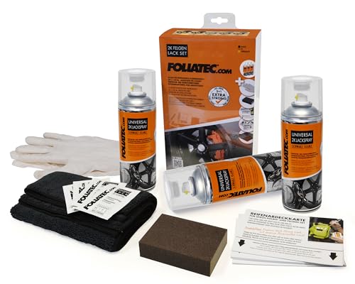 Foliatec Felgen 2K Lack Set Felgenlack Lackspray, schwarz glänzend, 3 x 400 ml