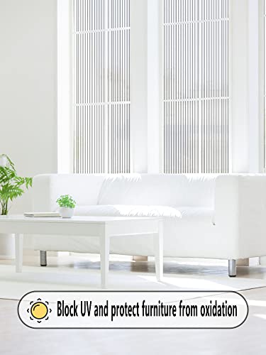 Fine Stripe Privacy Window Film, 17.5" X 78.7" Window Clings Decorative Film, No Glue Static Cling Uv Blocking Removable Window Privacy Film For Office Home #TOP5