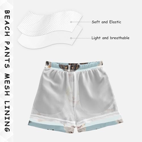 Boys Beach Board Shorts Dog Footprint Green Animal Swim Trunk Teen Swimwear4