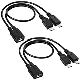 Bruislard 2PCS Micro USB Splitte USB 1 to 2 Cord Male Splitter Female to Dual-USB (21cm/32cm)