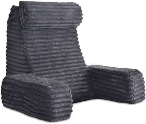 ENITYA 22" XL Back Pillow for Bed Sitting Up, Reading Pillow with Built-in Arms, Soft Back Support Chair, Ideal for Watching TV, Gaming, Nursing, Resting, Post Surgery, Dark Grey