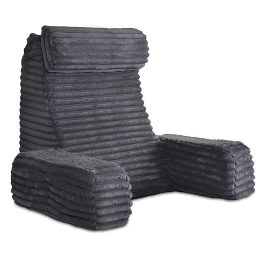 ENITYA Reading Pillow for Sitting in Bed Adult, XL Back Pillow for Bed Sitting up, Back Support Chair Pillow for Sitting up/Watching TV/Reading/Gaming/Resting/Post Surgery,Dark Grey