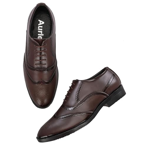 Image of Premium Classic Business Casual Brogue Shoe, Black, Lace-Up Oxford Style, Wingtip Design