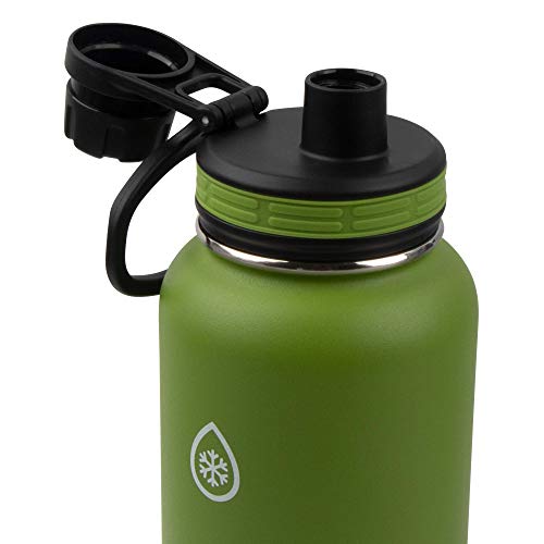 Image of ThermoFlask Bottle with Spout Lid - Stainless Steel Water Bottles with Double-Wall Insulation & BPA-Free Spout Lids - Leak-Proof Reusable Bottles & Lids - 40 oz, Arctic /Grasshopper (2 Pack)