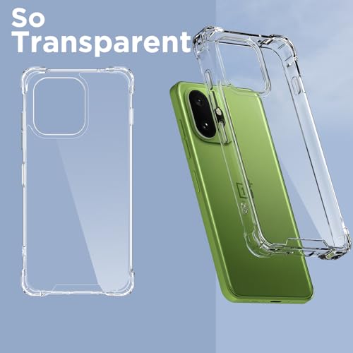 Image of Amazon Basics Back Cover for OnePlus 15T 5G PC + TPU Clear Transparent Raised Edges Shockproof Protective Phone Bumper Case (Transparent)
