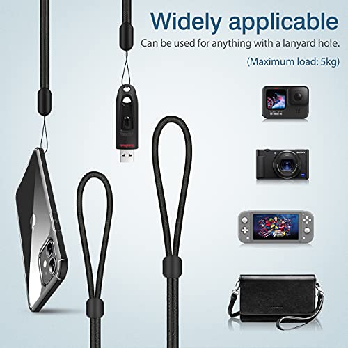 Hand Wrist Strap Lanyard, 6 Pack 9.5Inch Adjustable Nylon Wristlet Straps Keychain String For Cell Phone Case Holder, Airpods Pro 2 2022, Camera, Key, Gopro, Usb Drive, Ski Glove(Black) #TOP1