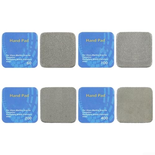 Honseadek Almohadillas de pulido a mano para vidrio, mármol, porcelana, cerámica, granito y hormigón, discos de lijado de grano 60/100/200/400, almohadillas de molienda de esmeril compatibles con