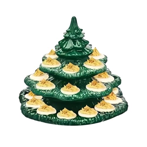 Plato de huevos Deviled – 4 capas de árbol festivo, bandeja para huevos de 26 agujeros, organizador de exhibición de alimentos duradero, elegante sistema de arreglo de vajilla para fiestas | para