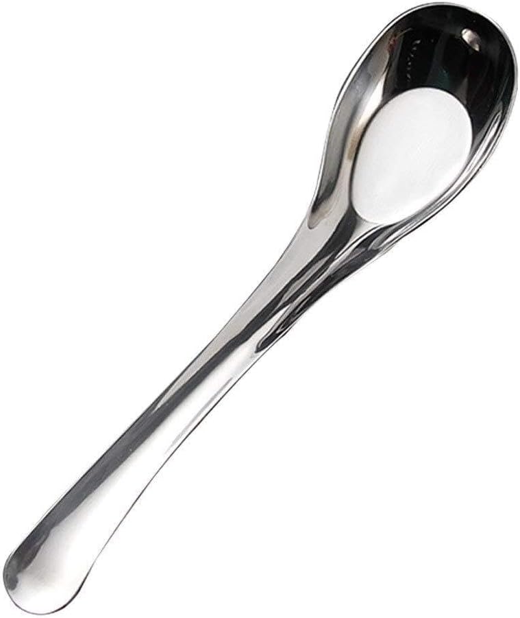 Scoop Stainless Steel Soup Spoons with Long Handle, Table Spoons, Teaspoon, Set of 5 Soup Spoon (Size : M)
