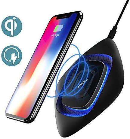 Wofalo Fast Wireless Charger, Qi Fast Charging Pad Samsung Note 8/S9/S9 Plus/S8/S8 Plus/S7/S7 Edge/S6 Edge/Note 5,Standard Wireless Charger iPhone8/iPhone8 Plus/iPhone X All Qi-Enabled Devices(Black)