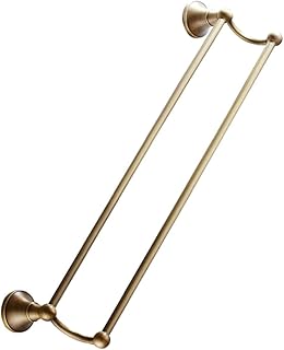 Alipis Toallero de Pie de 55 Cm con Doble Barra en Color Marrón Claro Y Bronce para Baño