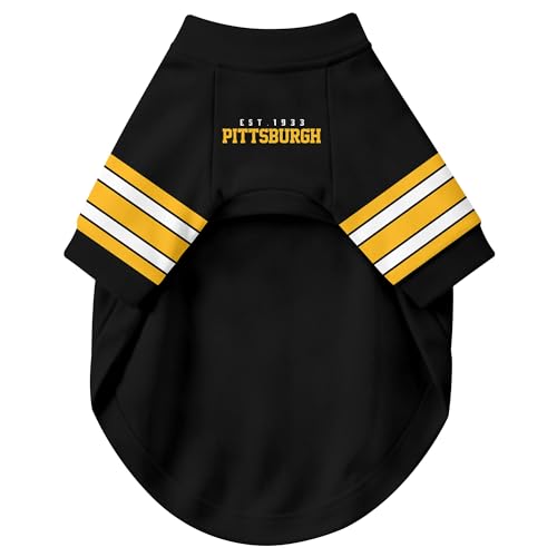Image of Pittsburgh Dog Clothes Jersey Style Personalized Pet T Shirt with Custom Name Number for Small Medium Large Dogs