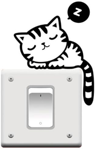 Ahaccw(TM) Cat Nap Pet Light Switch Funny Wall Decal Vinyl Sticker