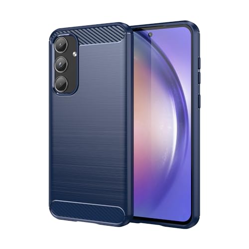 Coque Samsung Galaxy A55 bleu en fibre de carbone anti-choc