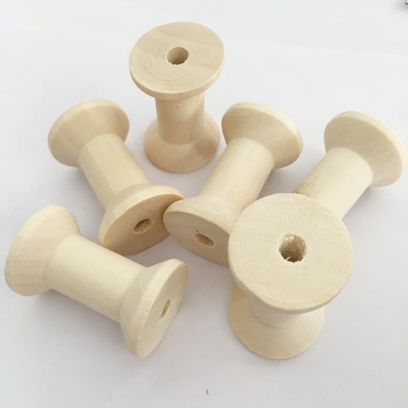 Lot de 200 bobines de fil en bois naturel - Vides - Décoratives - Pour travaux manuels, bricolage, chaîne (couleur d'origine) - 47 x 31 mm