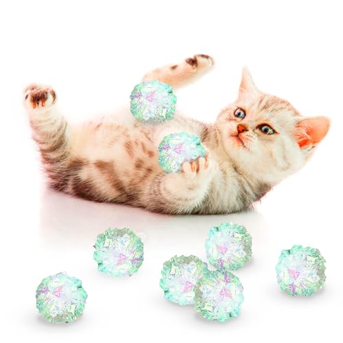 SunGrow Mylar Cat Crinkle Balls 2 Shiny and Stress Buster Toy Lightweight and Great for Use in Craft Projects Toy Ball Suitable for Both Feline and Kids Kitten Chew and Chase Balls for Exercise
