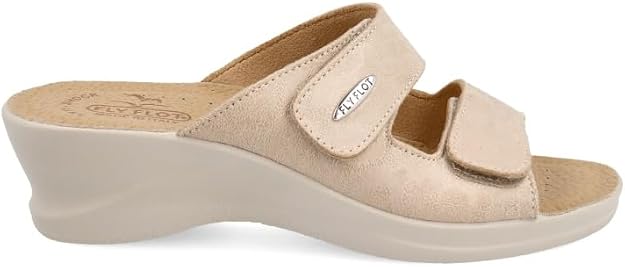 Ciabatte grigie da donna con sottopiede in pelle Fly Flot