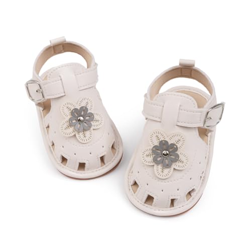 Image of HsdsBebe Baby Girls Sandals Bohemia Flower Bow Soft Sole Toddler First Walkers Beach Summer Shoes