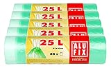 ALUFIX Lot de 150 sacs poubelle avec cordon de serrage - 25 l - PEHD - 45 x 50 cm - 12 microns - Vert transparent