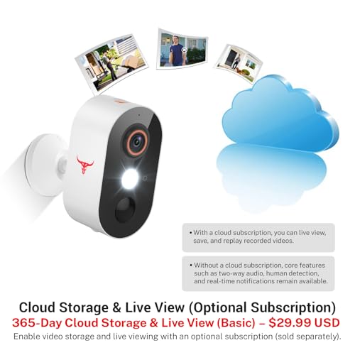 GlowPop 1080p Wireless Security Camera with AI Human Detection, Night Vision, 2-Way Talk, Cloud Storage, 2.4G WiFi, Battery Camera for Home Security (1 Spotlight)