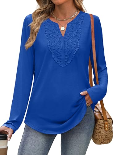 Image of XIEERDUO Boho Tops for Women Blouses Dressy Casual V Neck Long Sleeve Shirts Fall Outfits Trendy Vacation Clothes
