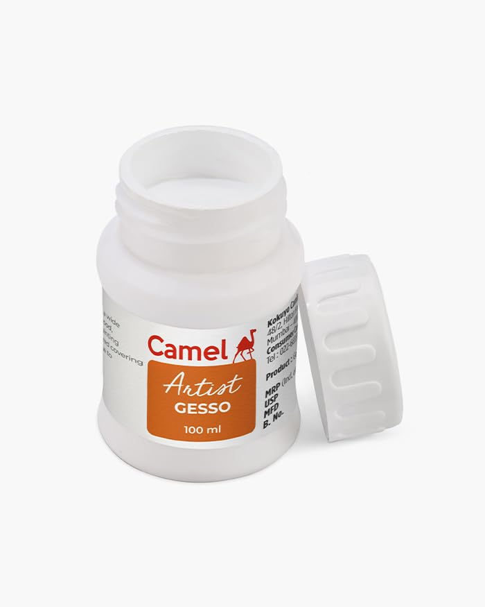 Image of Camel Artists Gesso White 100 ml | Acrylic Primer for Canvas, Paper & Wood | Smooth Base for Acrylic & Oil Painting