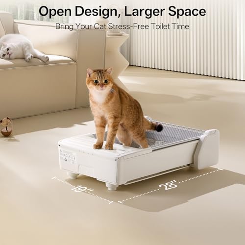 Image of UBPET Self Cleaning Cat Litter Box, Open-Top Automatic Litter Box for Multiple Cats, Weight Sensors Safety Protection, Smart APP Control, Odor-Free Waste Disposal, Works with Bentonite Mineral Litter