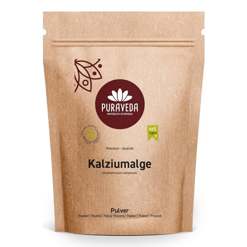 Polvo de algas de calcio 150 g – Lithothamnium calcareum – rico en calcio – 32% de calcio de color rojo Lithothamnium – Vegano y sostenible Puraveda