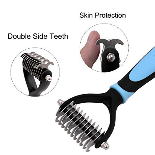Shd 2 Pack Pet Grooming Tool With Double Sided Dematting Rake Brush And Deshedding Comb For Medium, Longhaired Curl Dog Or Cat #TOP2