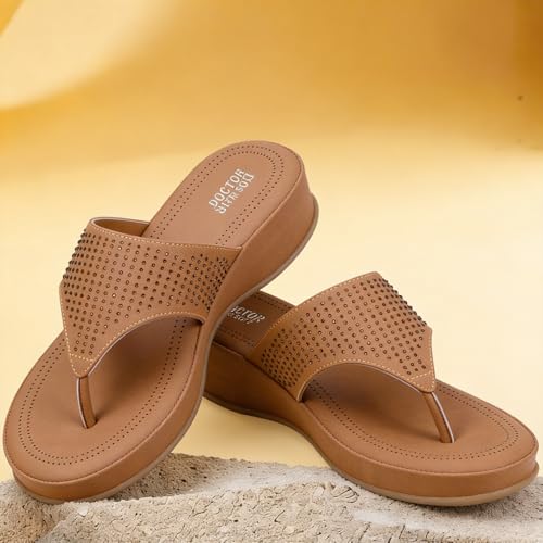 Image of DOCTOR EXTRA SOFT Women's Fashionable Stylish Orthopedic Memory Foam Thong Slippers /Flip Flops|Comfortable & Lightweight|Breathable & Anti-Slip| Casual Slip-on Sandals for Ladies /GirlsD-626