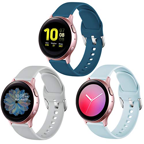 Lerobo Compatible with Samsung Galaxy Watch Active 2 Bands 40mm 44mm, Galaxy Watch 3 Bands 41mm, Galaxy Watch Active Bands, Galaxy Watch bands 42mm, 20mm Silicone Sport Replacement Strap,3 Pack,Small