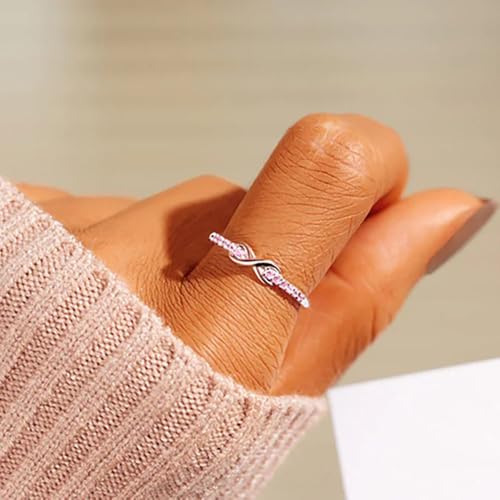 White Gold & Gold Plated Pink Cubic Zirconia Engagement Rings Wedding Bridal Band Promise Rings Evening Parties Anniversary Valentine's Day Gifts Eternity Bands for Women3