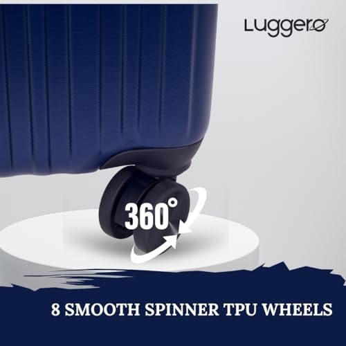 Image of Luggero - Classic Light-Weight & Durable Polycarbonate DEEP Blue Unisex Hard Luggage|Set of 2 (M+S)|8 Smooth Spinner TPV Wheels | Trolley Bag